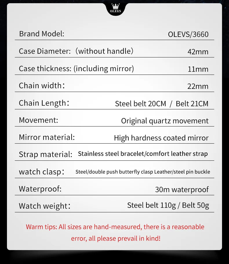 OLEVS 3660 Mens Watch Business Simply Original Quartz Watch Waterproof Luminous Watch For Man Multifunctional Chronograph Reloj