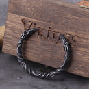 Stainless Steel Nordic Viking Norse Raven Bracelet Men Wristband Cuff Bracelets with viking wooden box