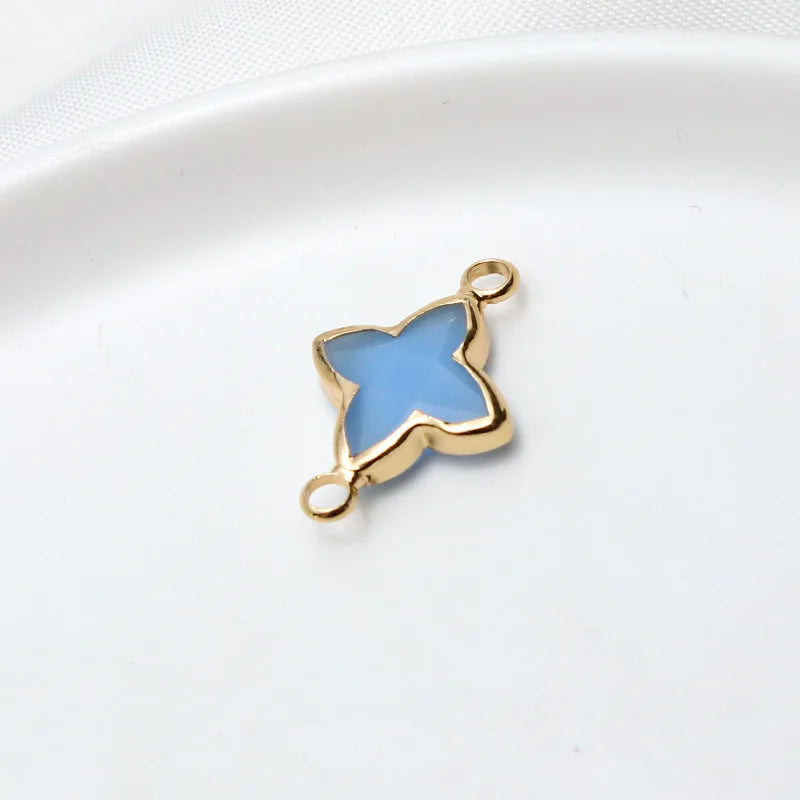 6pcs Diy Accessories Copper Bag Edge Jelly Color Flower Star Pendant Earring Bracelet  Handmade Material Jewelery Charms