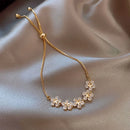 Elegant Inlaid Rhinestone Korean Bracelets Gold Colour Flower Charm Bracelet For Women Fashion Jewelry Accessories Party Gifts