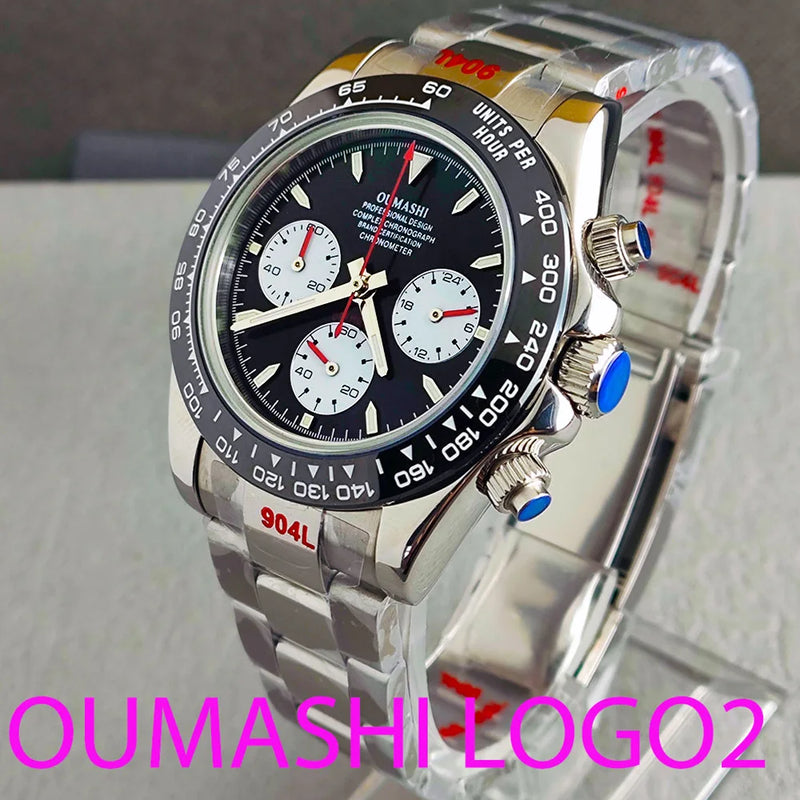 Luxury 39.3mm quartz Chronograph Business Watch Men's VK63 Sport Sapphire Glass Meteorite dial Ceramic bezel vk63 watch