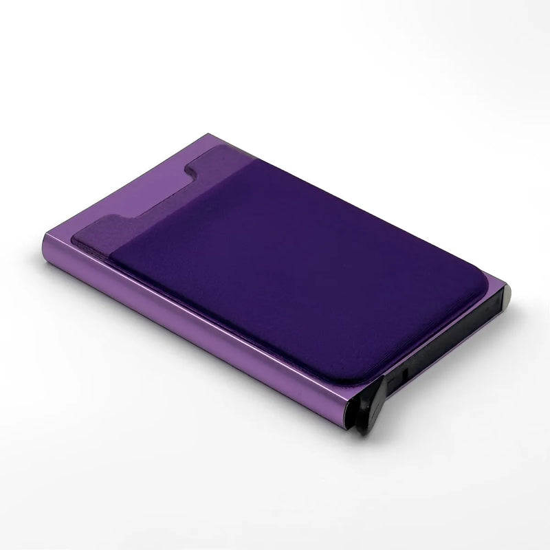 Slim Aluminum Wallet with Elasticity Back Pouch Coin Pocket ID Credit Card Holder Automatic Pop Up Bank Case Mini RFID Wallet