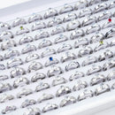 10Pcs/Lot Fashion Classic Rhinestone Stainless Steel Rings For Women Simple Shiny Colorful Finger Jewelry Wedding Party Gifts