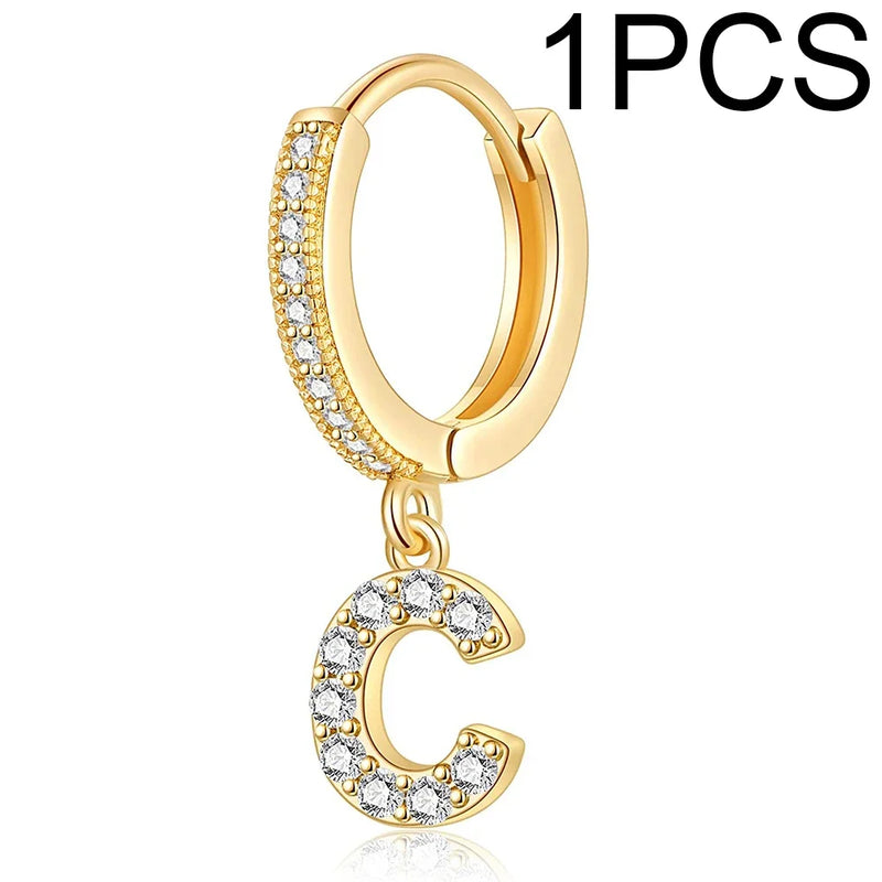 A-Z Letters Initial pendant earrings Hoop Earrings men Golden Color Jewelry Earring Aretes Alphabet name earrings women 1pcs