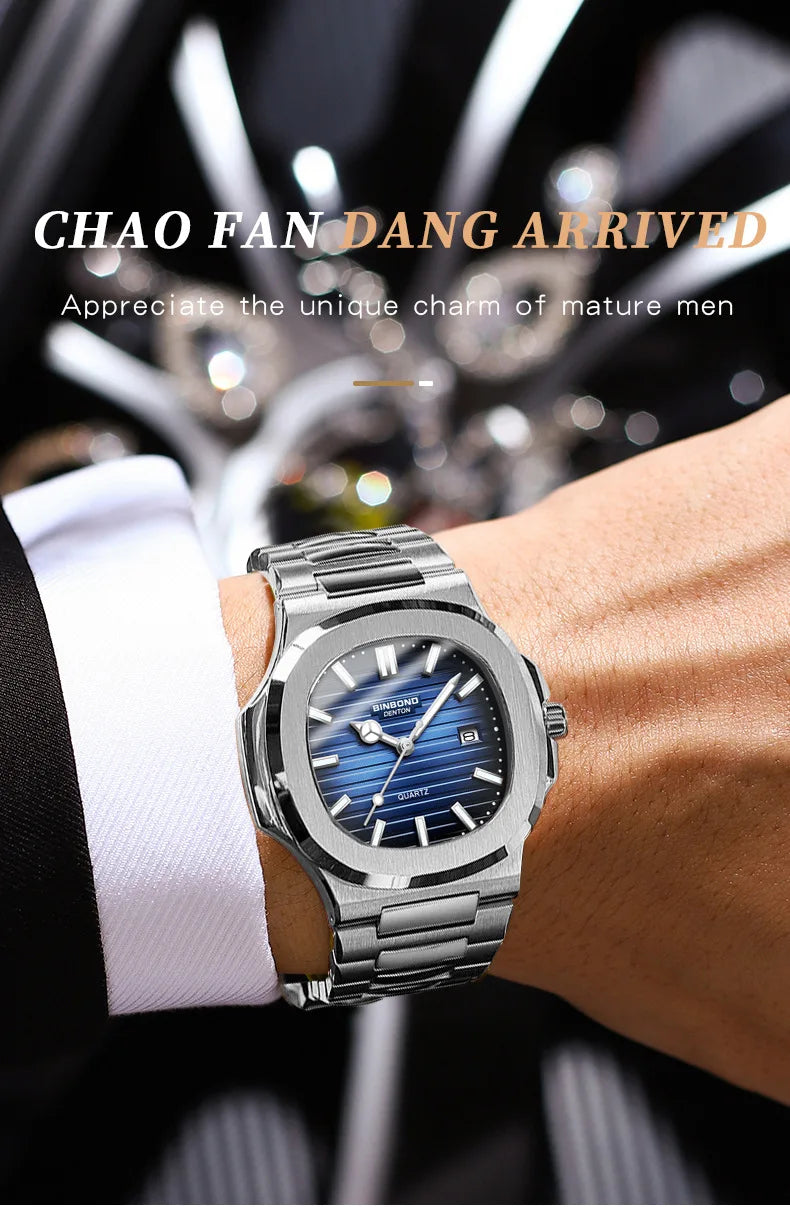 Classic Retro Brand Men Watch Business Steel Belt Calendar Luminous Waterproof Square Male Clock Fashion Quartz Watches gift