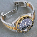 Gold Tow Tone NH34A GMT Movement Diving Watch for Men Automatic Watches Mechanical Swim Jubilee Bracelet 200m Waterproof Date