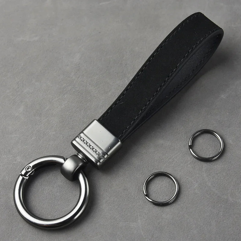 Car Key Chain Luxury Genuine Leather Keychain Pure Color Buckle Key Ring Car Accessories Gift Car Keychain