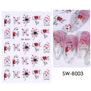 Red Wing Heart Nail Stickers 3D Glitter Stars Moon Lines Foil Metallic Manicure Valentines Decal Slider Manicure Decoration Tips