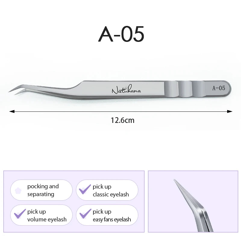 NATUHANA Anti-static Straight Eyelash Extension Tweezers Industrial Precision Curved Straight Lash Eyebrow Tweezers Makeup Tools