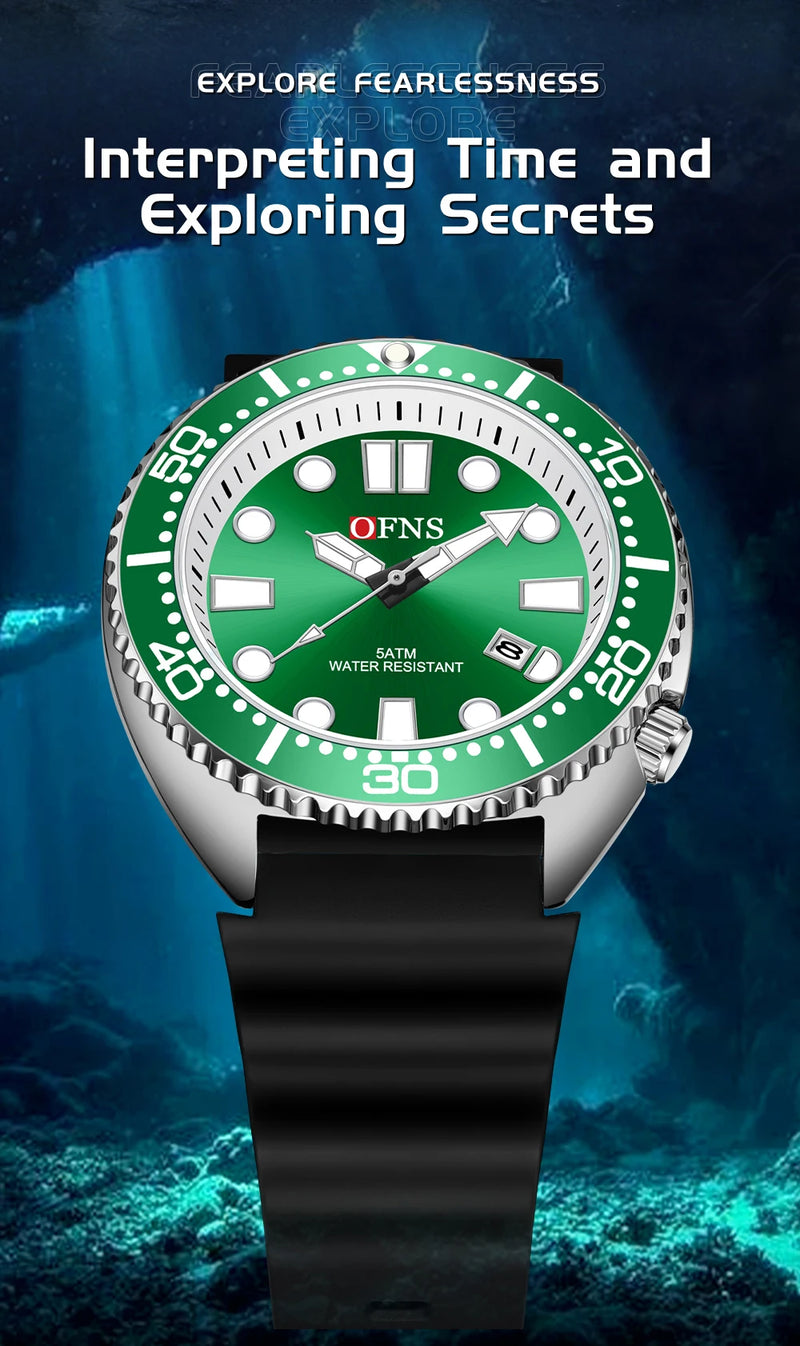 OFNS New Style Fashion 8033 Men's Quartz Watch Simple Fashion Waterproof Calendar Watch Casual Silicone Strap Watch Wristwatch