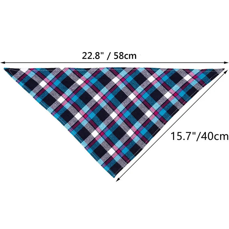Plaid Cat Dog Bandana Pet Puppy Soft Cotton Bandanas Handkerchiefs Scarfs Triangular Bandages Accessories for Kittens Puppies
