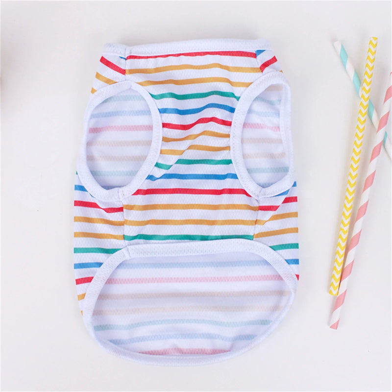 Striped Puppy Sleeveless Vest Spring Summer Pet Clothes for Small and medium Dogs Pomeranian Pullovers Kitten Towable T-shirts