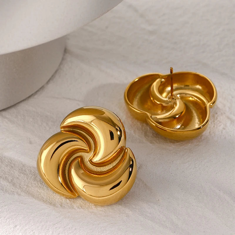 PRISCA | Designer Water Drop Earrings Women Stainless Steel 18K Gold Sweatshirts Fashion Gift 2024