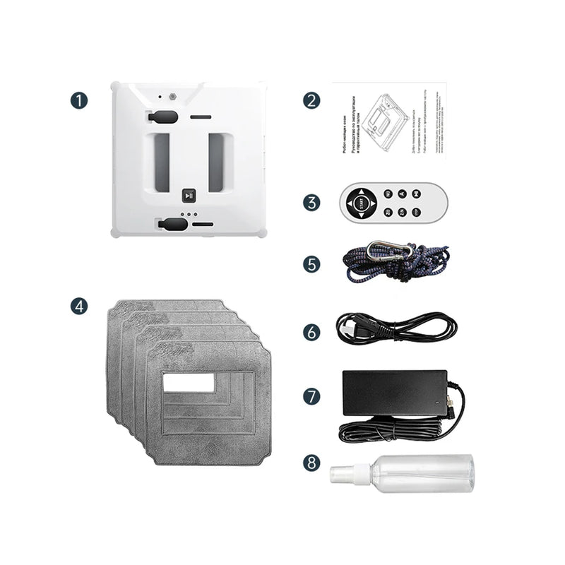 Robotic Window Cleaner Dual Water Spray,High Vacuum Suction Electric Window Washing Machine Smart Home Wall Glass Cleaning Robot