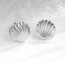 Fashion Striped Small Earrings For Women Cute Ocean Shell Double Shell Texture Stud Earrings Beach Boho Jewelry