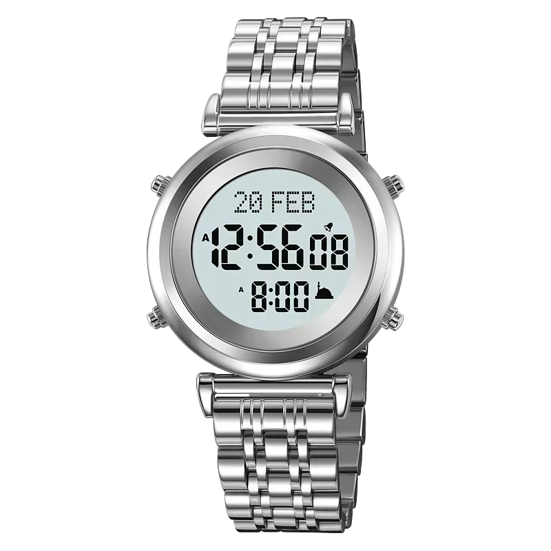 SKMEI 2139 Steel Muslim Azan Digital Watch Mens Back Light Waterproof  Wristwatch Prayer Qibla Compass Alarm Clock watch 1861