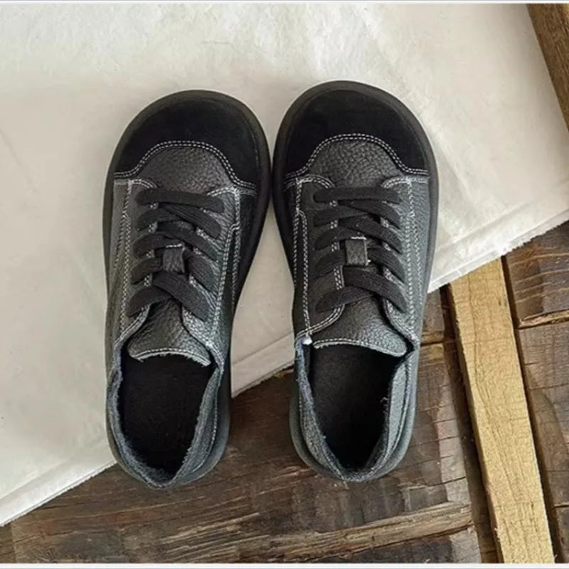 Shoes for Women 2024 Hot Sale Autumn Lace Up Women's Vulcanize Shoes Round Toe Solid Daily Versatile Low-heeled Shoes Women