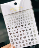 Newest Black Numbers English Letter Design 3d Self Adhesive Decal Slider DIY Decoration Manicure Tools Nail Sticker Accessories