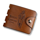 Thin Leather Men`s Wallet Large Capacity Card Holder Snap Wallet Coin Purse Western Denim Hollow Out Personality Design