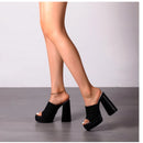 Aneikeh Sexy Knitted Woolen Chunky Platform Sandal Heels Women's Peep Toe High Heel Summer Nude Party Dress Mules Sandals Shoes