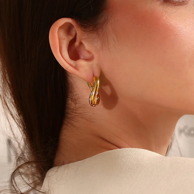 أقراط نسائية من La.Muses بتصميم غير منتظم من الفولاذ المقاوم للصدأ على شكل سماء مرصعة بالنجوم، عصرية ومقاومة للماء، هدايا مجوهرات نسائية