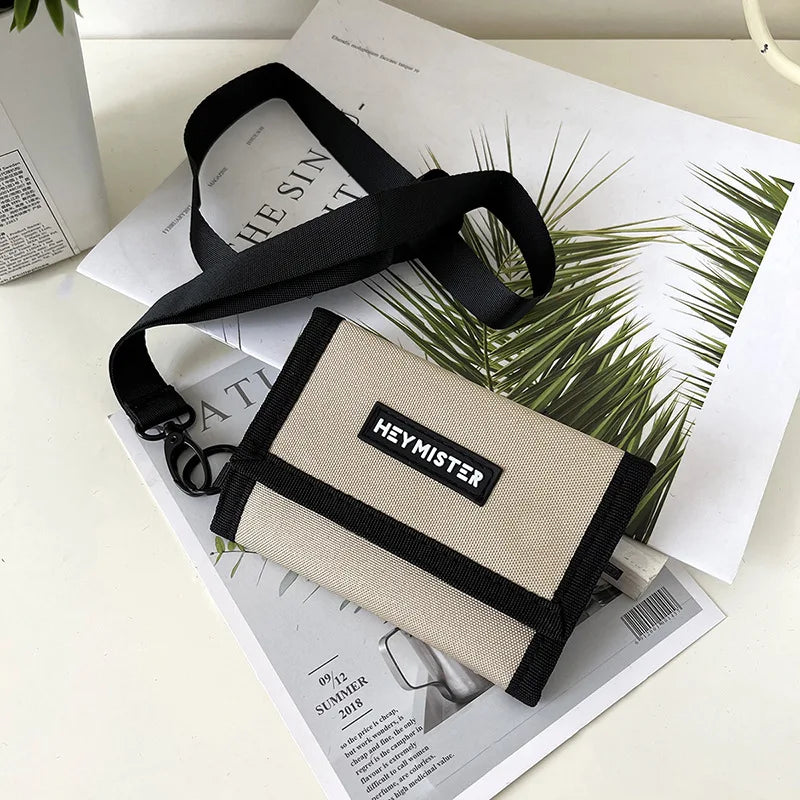 Trifold Students Wallets For Shoulder Sling Wallets Youth Men Women Short-style Hasp Card Purse Girls Boys Hasp Card Case Holder