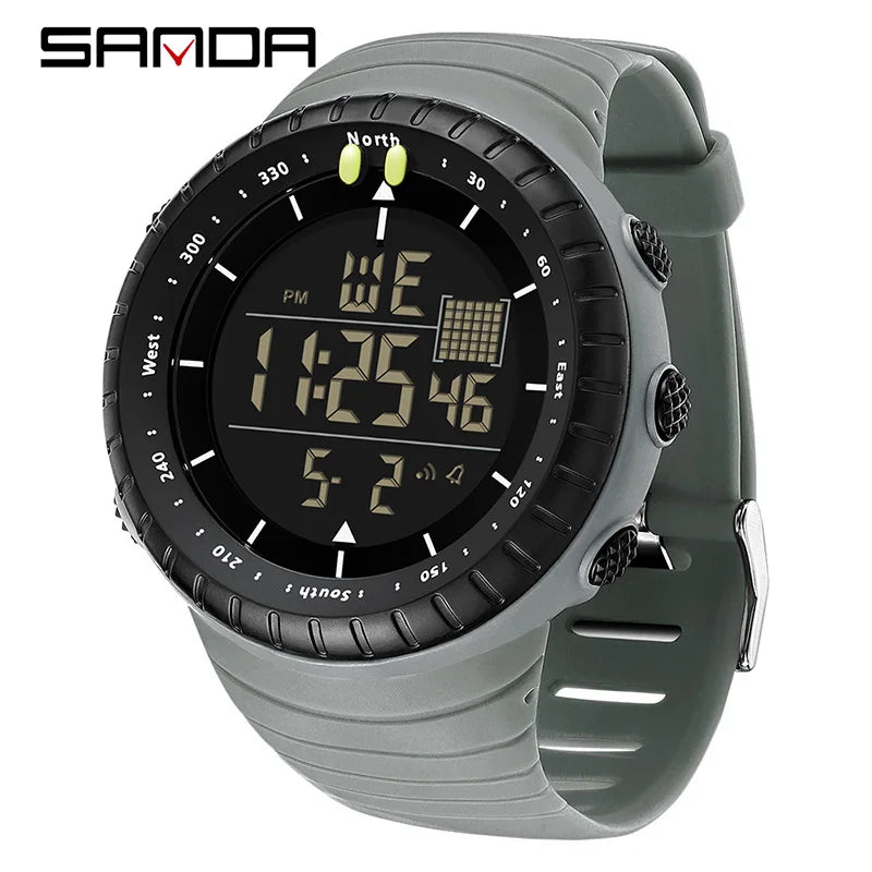 SANDA Men's Electronic Watch Outdoor Sports LED Analog Digital Alarm Clock Chronograph Multifunction Waterproof Men's Wristwatch