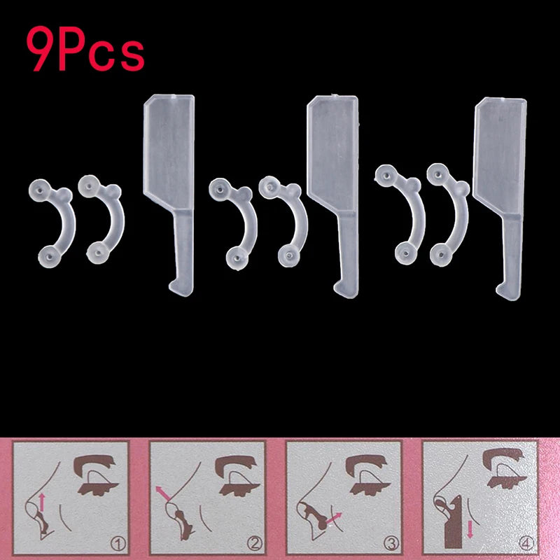 9Pcs Beauty Nose Clip Corrector Massage Tool 3 Size Nose Up Lifting Shaping Clip Clipper Shaper Bridge Straightening No Pain