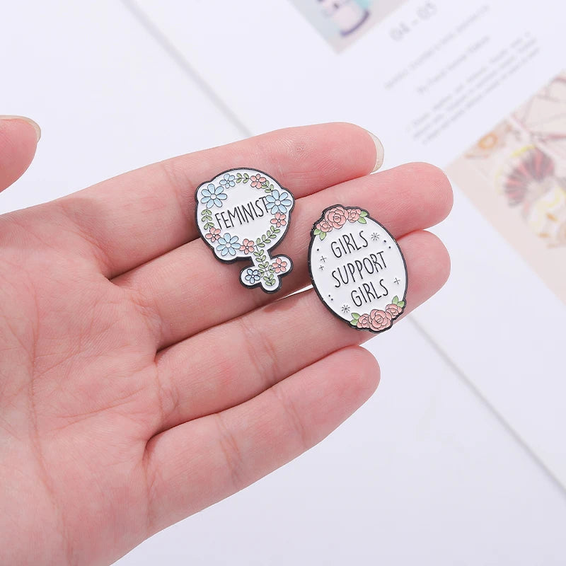 Quotes Women Power Enamel Pins Energy Brooch Bottle Self Love The Future Is Female Girls Support Girls Jewelry Gift Accessories