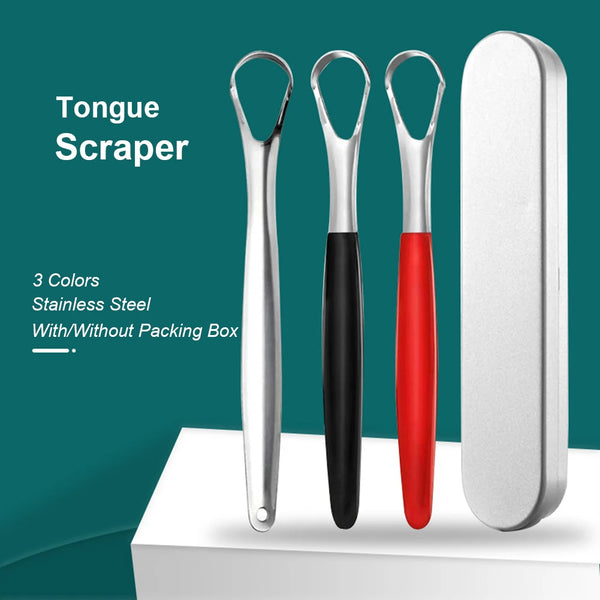 1/2Pcs Stainless Steel Tongue Scraper Adult Oral Hygiene Tongue Coating Brush With Packing Case Mouth Bad Breath Remover Cleaner