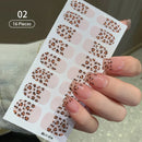 New 16 Strips Autumn Nail Stickers Full Cover Nail Patch Leopard Print 3D Nail Stickers Nail Polish Strips DIY Nail Art Making