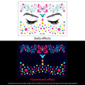1Pc UV Neon Butterfly Flower Face Tattoo Stickers 14*15cm Waterproof Fluorescent Body Sticker for Club Party Makeup Face Sticker