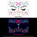 1Pc UV Neon Butterfly Flower Face Tattoo Stickers 14*15cm Waterproof Fluorescent Body Sticker for Club Party Makeup Face Sticker