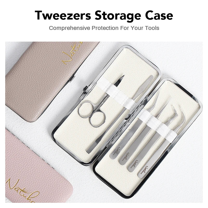 NATUHANA Anti-static Straight Eyelash Extension Tweezers Industrial Precision Curved Straight Lash Eyebrow Tweezers Makeup Tools