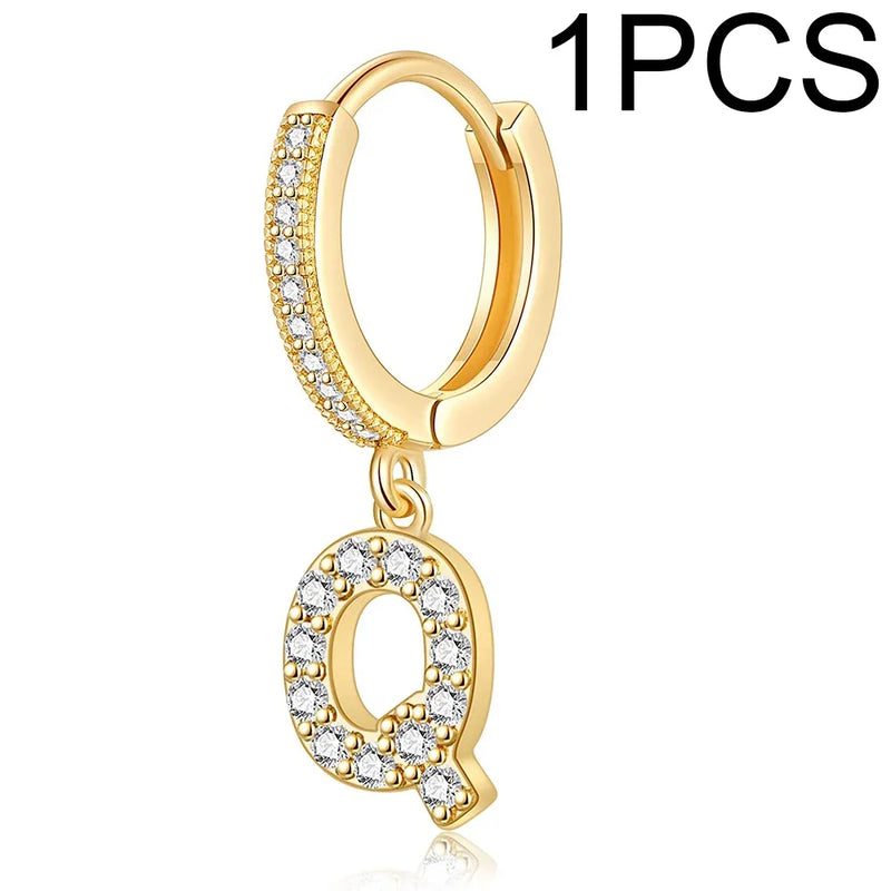 A-Z Letters Initial pendant earrings Hoop Earrings men Golden Color Jewelry Earring Aretes Alphabet name earrings women 1pcs