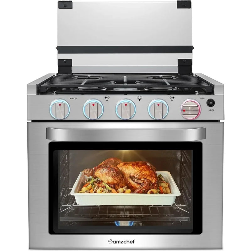 21 Inch RV Gas Range Stove 12V. Gas Range Oven for RV Use with 3 Burners 1.77 Cu.Ft. Capacity Gas Oven Open Flame