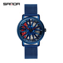 Hot Sell Fashion Men Quartz WristWatch Creative 360 Degree Rotating Car Wheel Quartz Watch Leather Waterproof Rim Hub Clock Men