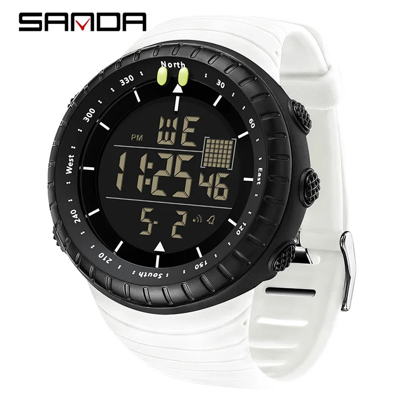 SANDA Men's Electronic Watch Outdoor Sports LED Analog Digital Alarm Clock Chronograph Multifunction Waterproof Men's Wristwatch