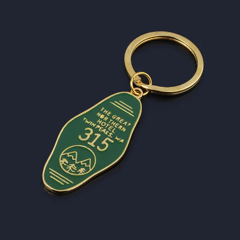 Tv Show Twin Peaks Key Chain Metal Green Enamel The Great Northern Hotel Room