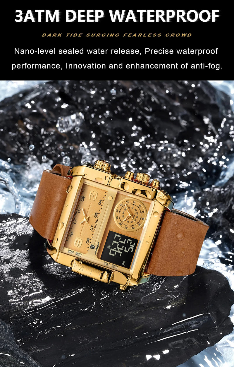 POEDAGAR Luxury Man Watch Quartz Waterproof Luminous Date Chronograph Leather Men Wristwatch Military Sports Men's Watches Reloj