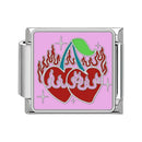 Sweet Red Cherry Bow Knot Heart Pendant Cherry Italian Charm Links Fit 9mm Stainless Steel Bracelet Women Jewelry DIY Making