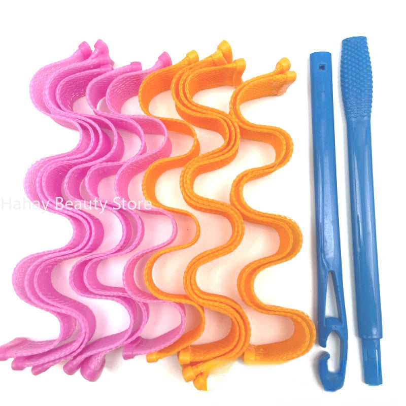 12pcs Heatless Hair Curlers Magic Wave Formers Spiral Hair Rollers Wavy Curlers Women Hairstyle Roller Hair Styling Tools