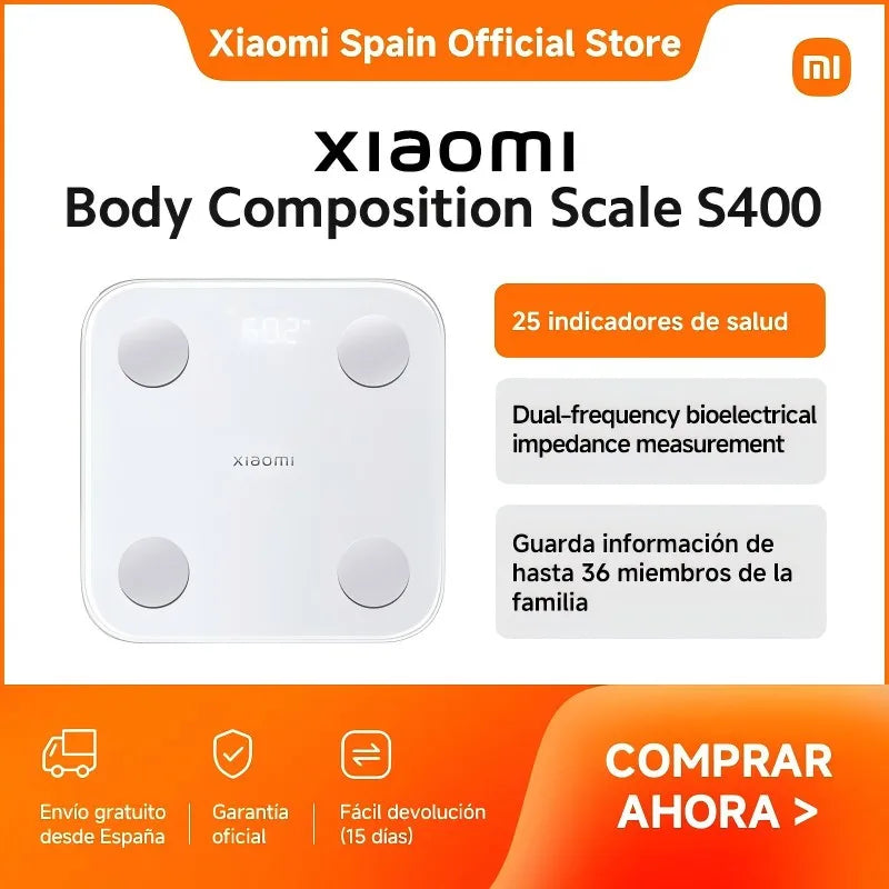 Báscula oficial Xiaomi Body Composition Scale S400, 25 indicadores de salud, medición de impedancia bioeléctrica de doble frecuencia