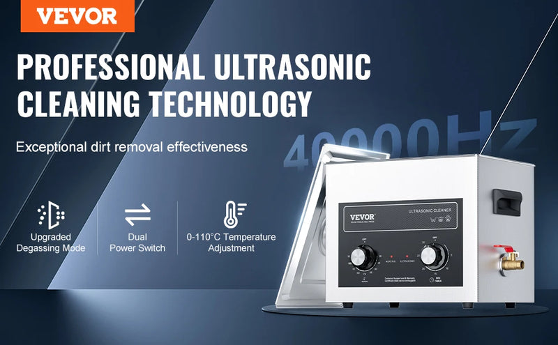 VEVOR Ultrasonic Cleaner with Heater Timer 2/3/6/10/15/30L for Lab Tools Metal Parts Carburetor Brass Auto Parts Engine Parts