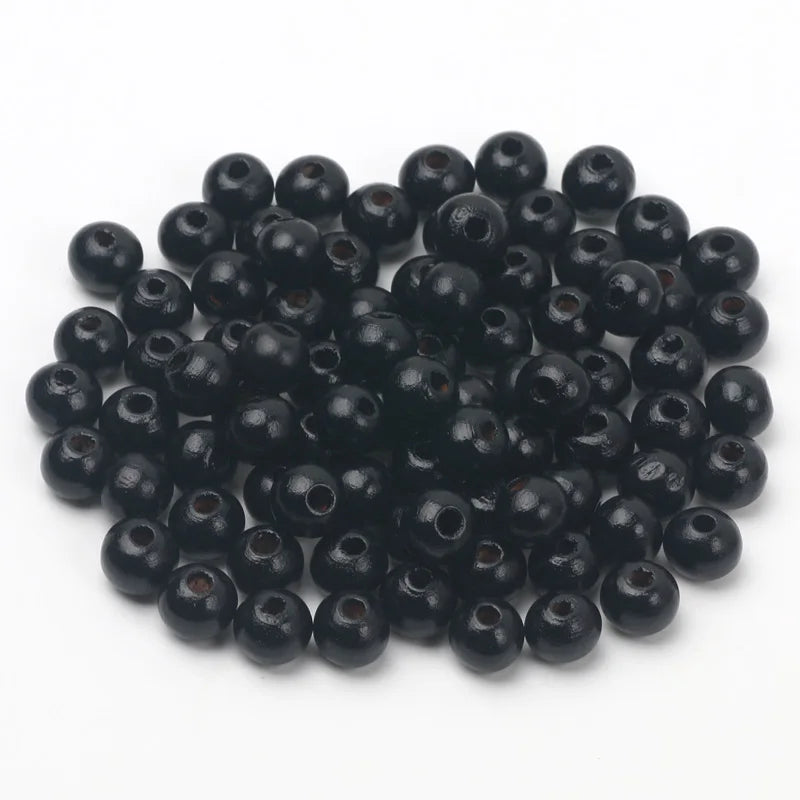 Wooden Beads 6/8/10mm Black Round Balls Loose Spacer Beads For Jewelry Making DIY Jewelry Necklace Bracelet Earrings Accessories