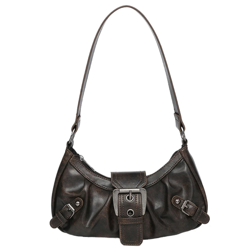 Women's Pleated Hobo Red Shoulder Bag for Women PU Leather Clutch Handbag Purse Y2K Bag for Girls Chic Travel Commuter Bag