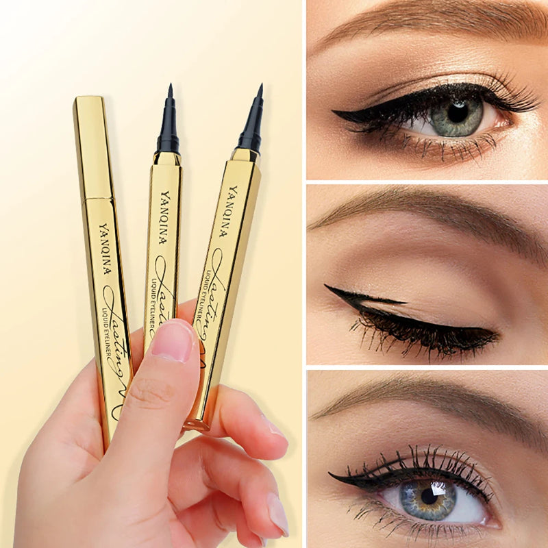 Small gold bar quick-drying eyeliner, naturally smooth, waterproof, sweat-proof, non-smudge liquid eyeliner