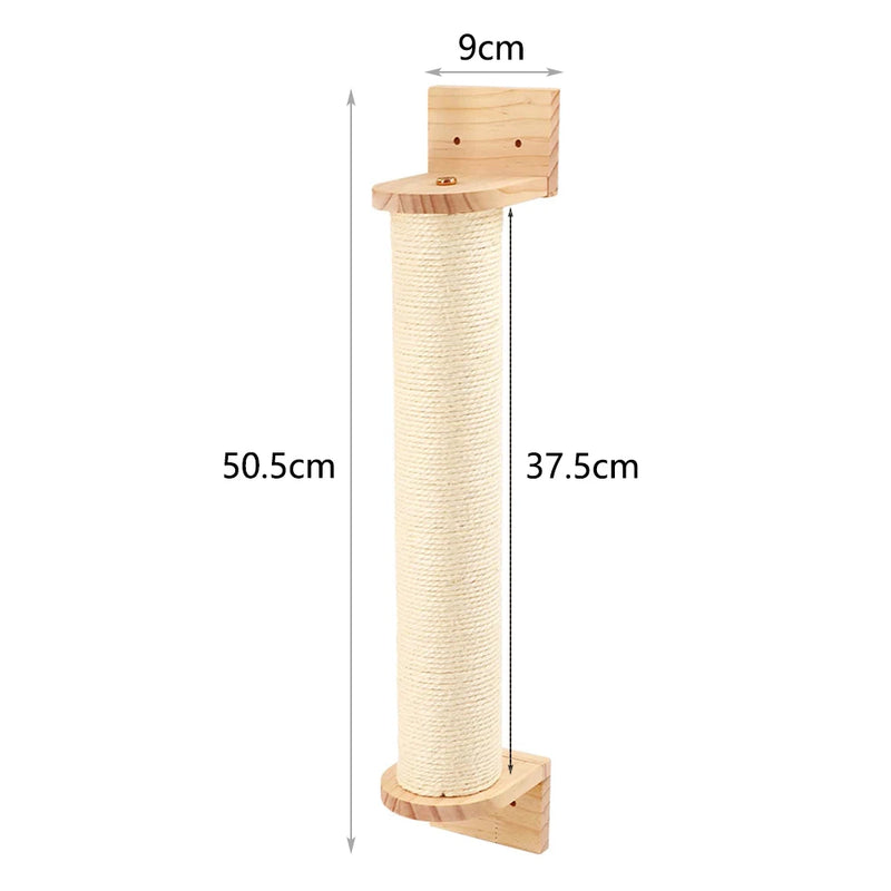 Cat Scratching Post Wall Furniture Wood Wall Mounted Kitten Scratcher Tree for Large Cats Thicker Columns for Multi-Functions
