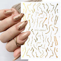 3D Snake Laser Stickers for Manicure Black Gold Abstract Leaves Luxury Nail Art Adhesive Slider Polish Decor Decals SASW-SJ