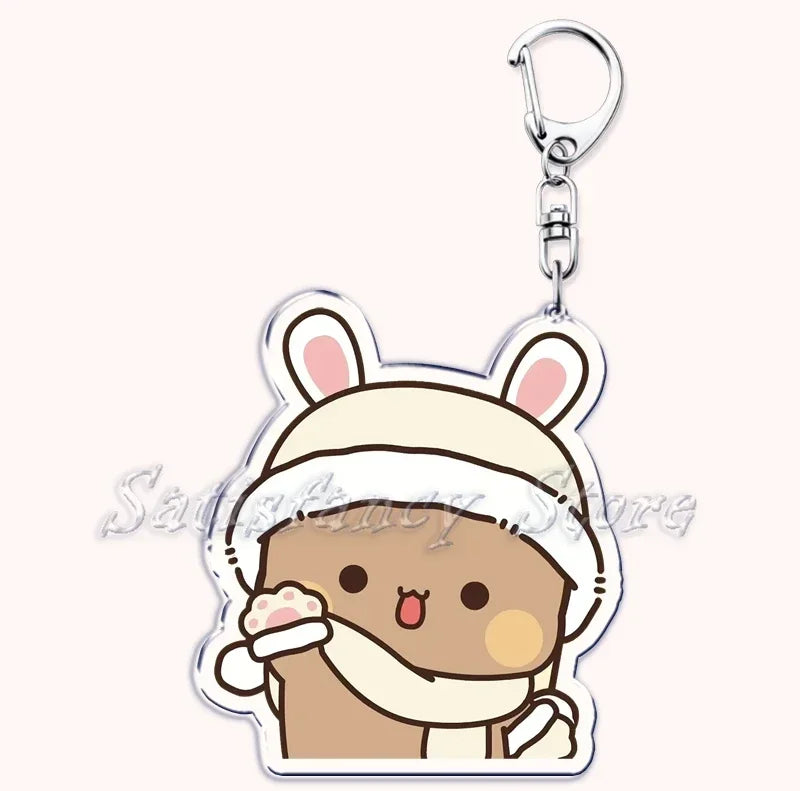 Llavero con diseño de Bubu Dudu, pareja de enamorados, oso panda, accesorios para bolso, colgante, joyería, regalos para amantes.